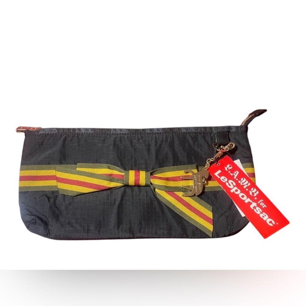 Bnwt!Rare!L.A.M.B. X Lesportsac Blue W/ Striped Bow Clutch!